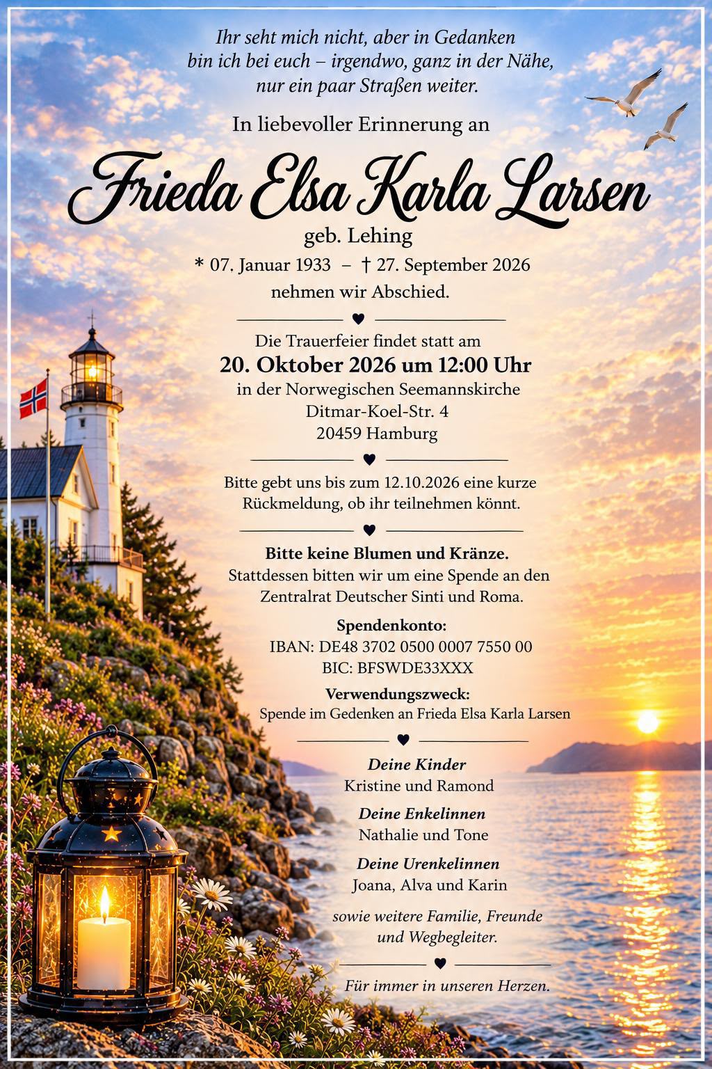 In liebevoller Erinnerung an Frieda Elsa Karla Larsen - Bild 1